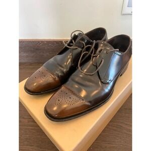 Burberry Cranbrook Derby Brown Leather Brogue Dress Shoes Men's EU 41 US 8 Italy